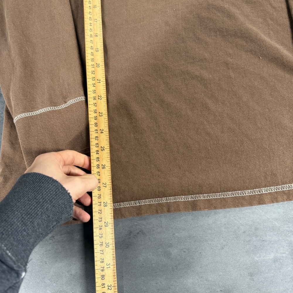 Abercrombie & Fitch Henley Shirt Mens Large Brown Contrast Stitch Long Sleeve - Picture 5 of 9